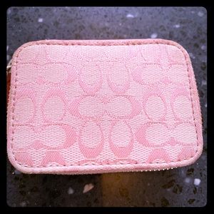 Coach  Pink Signature Print Travel Pill Box